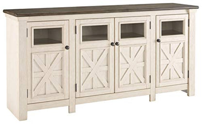 Signature Design by Ashley TV Stand, 74" Farmhouse, White/Weathered Gray, view 2