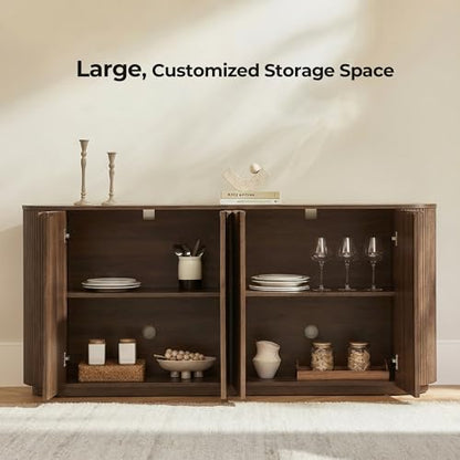 CHITA 70" Fluted Sideboard Cabinet, Buffet Cabinet with Storage, Walnut, view 4