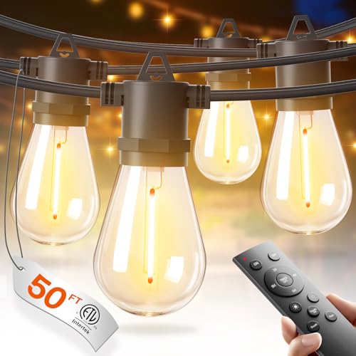 50FT LED Outdoor String Lights with Edison Shatterproof Bulbs, view 2