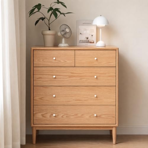 Solid Wood Dresser, 5 Drawer Dresser for Bedroom, Solid Wood Storage Organizer, view 2