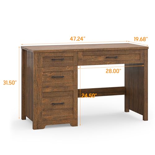 Executive Desk with 3 Storage Drawers, Red Brown, view 3