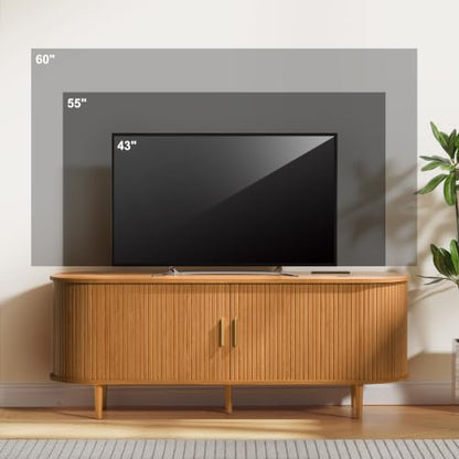 55 Inch Mid Century Modern TV Stand with Power Outlet for TVs up to 60 Inch, view 4