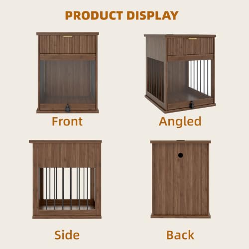 Dog Crate Furniture,Wooden Dog Kennel End Table,Walnut, view 8