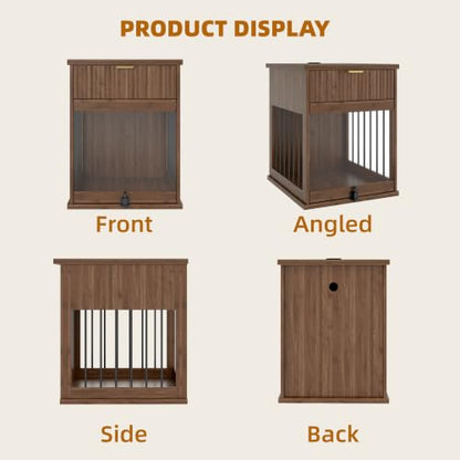 Dog Crate Furniture,Wooden Dog Kennel End Table,Walnut, view 8