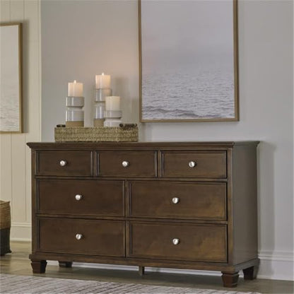Signature Design by Ashley Traditional 7 Drawer Dresser, Dark Cherry, view 3