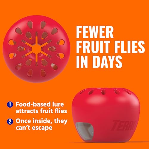 TERRO Fruit Fly Trap 4-Pack, 180 Day Lure Supply, Food-Based Lure, view 6