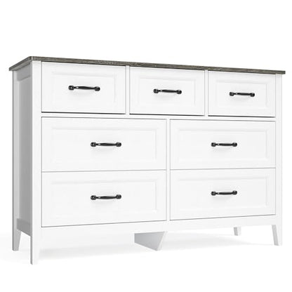 White Dresser for Bedroom with 7 Drawers, 47" W Chests of Drawers, view 4