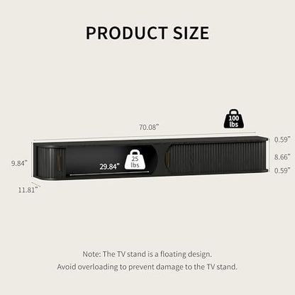 71" Floating TV Stand with Power Outlet for TVs up to 80", view 3