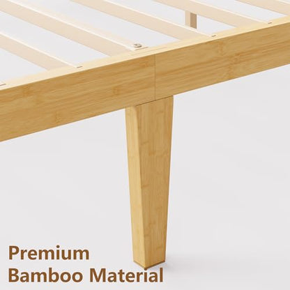 14 Inch Bamboo Wood Full Platform Bed Frame with Headboard, view 8