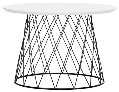 Safavieh FOX4245C Home Collection Roper Retro Mid-Century White and Black Wood End Table