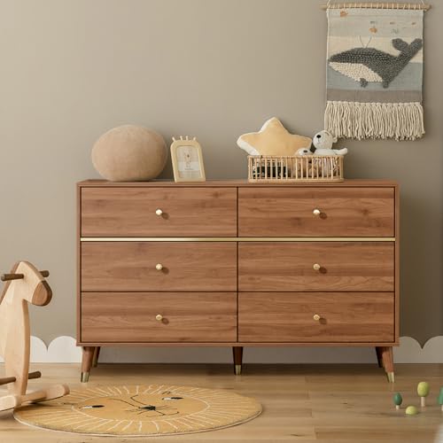 6 Drawer Dresser, 47" Wide Mid Century Chest of Drawers, view 6