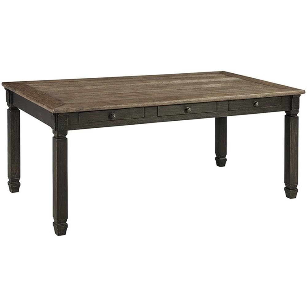 Signature Design by Ashley Tyler Creek Farmhouse Dining Table with Drawers, Seats up to 6, Almost Black