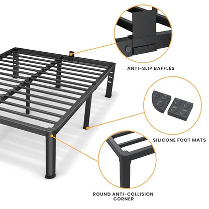 Metal King Size Bed Frame with Rounded Legs, view 5
