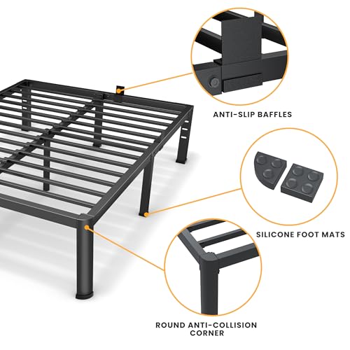 18 Inch Full Size Metal Platform Bed Frame with Round Corners Leg, view 5