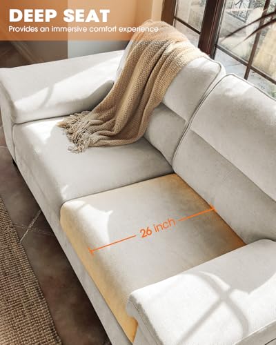 71.25" Modern Sofa Couch for Living Room, Deep Seat Sofas with 8”Cushion, Comfy 2-Seater Chenille Loveseat with Convertible Armrest, Removable Sofa Cover, High Leg (Beige)