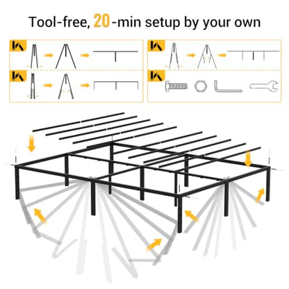 Queen Metal Bed Frame with Storage and Support Legs, view 5