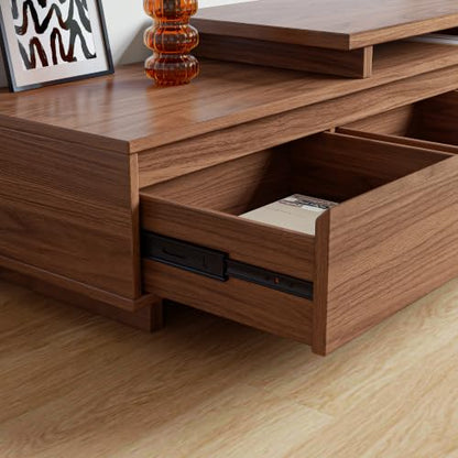 Extendable TV Stand for 65-110" TVs, Modern Media Console, Walnut Brown, view 7