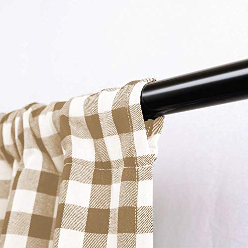 Room Darkening Window Valance, 58W x 14L Inches Top Rod Pocket Checkered Gingham Curtain Valance Scarf, Modern Farmhouse Window Curtain Valance Classic Buffalo Checked Plaid, Taupe