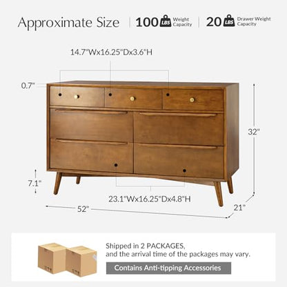 7 Drawer Dresser for Bedroom, view 3