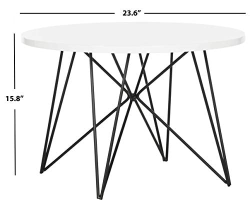 Safavieh Home Collection Vida Modern White Lacquer Round Hairpin Leg End Table