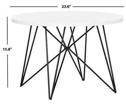 Safavieh Home Collection Vida Modern White Lacquer Round Hairpin Leg End Table
