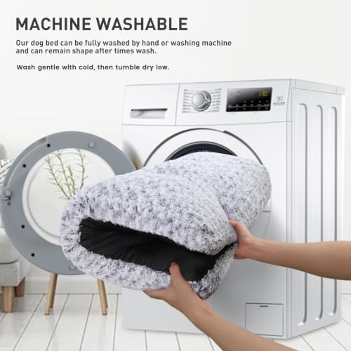 Washable Dog Bed Medium Size Dog Crate Bed Plush Pet Mat 35"x23" Gray, view 6