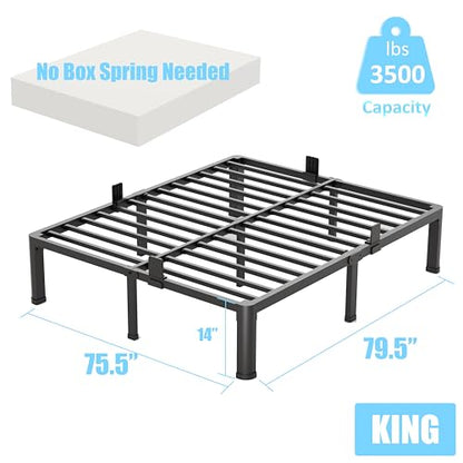 Heavy Duty Steel Bed Frame with Round Edges, Black, view 4