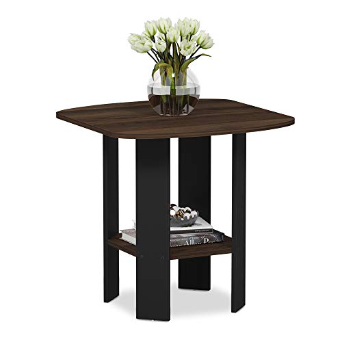 Simple Design Side Table Set of 2, 2-Tier Modern End Table with Soft Edges, Open Shelves Night Stand, Bedside Table, for Living Room, Bedroom, Columbia Walnut