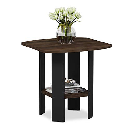 Simple Design Side Table Set of 2, 2-Tier Modern End Table with Soft Edges, Open Shelves Night Stand, Bedside Table, for Living Room, Bedroom, Columbia Walnut