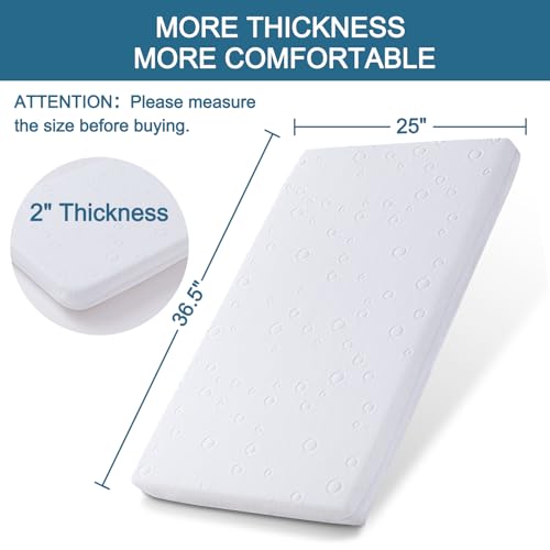 Baby Bassinet Mattress Pad, 36.5" x 25" x 2" Dual Sided Gel Memory Foam Mattress with Removable Soft Cover Fit for Dream On Me Nest/Zodiak/Zoom Portable, Pamo Babe Deluxe and Baby Trend Playard