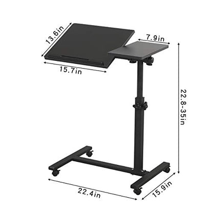 Overbed Bedside Desk Mobile Rolling Laptop Stand Tilting Overbed Table, view 4