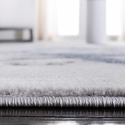 SAFAVIEH Craft Collection Area Rug - 8' x 10', Grey & Blue, Modern Abstract Design, Non-Shedding & Easy Care, Ideal for High Traffic Areas in Living Room, Bedroom (CFT877L)