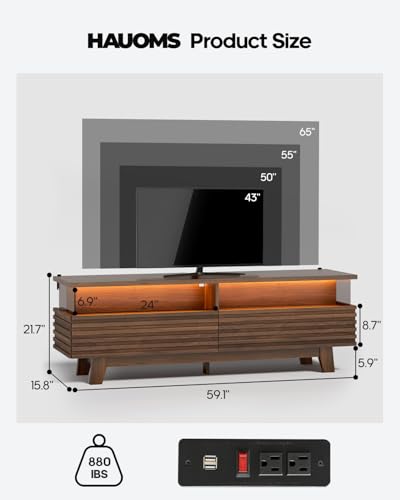 TV Stand for Living Room with Cable Management, Hidden Power Station, view 3