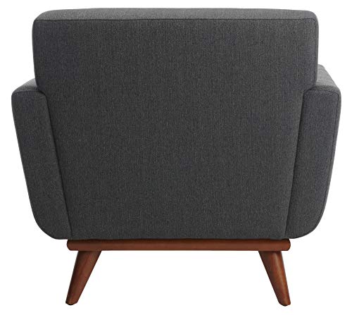 Safavieh Couture Home Opal Mid-Century Slate Grey Linen Tufted Arm Chair