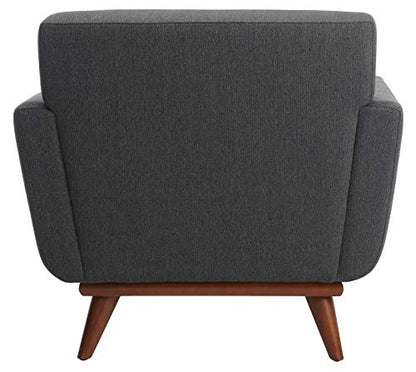 Safavieh Couture Home Opal Mid-Century Slate Grey Linen Tufted Arm Chair