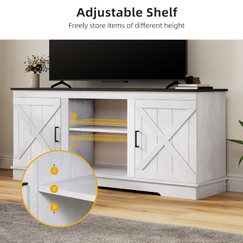 Farmhouse TV Stands for Living Room, Entertainment Center with Storage, view 4