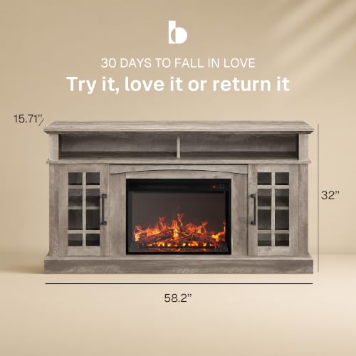Astorga 58" TV Stand with 23" Electric Fireplace - Ashland Pine, view 3