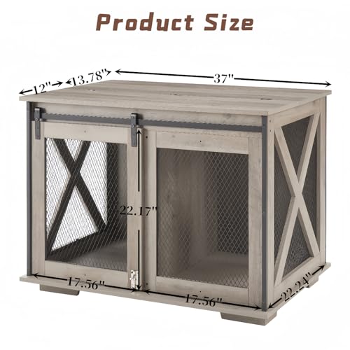 Farmhouse Dog Kennel Furniture with Sliding Barn Door, view 3