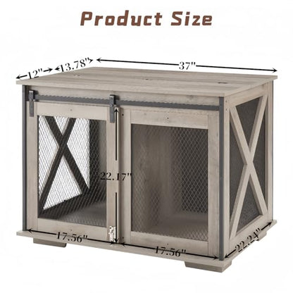 Farmhouse Dog Kennel Furniture with Sliding Barn Door, view 3