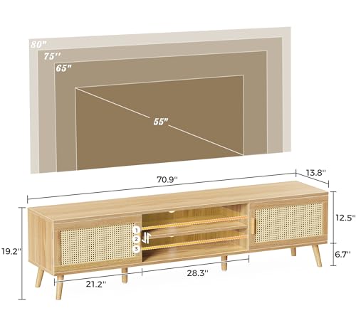 70.9 Inch Boho TV Stand for 75 Inch TV, view 4