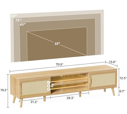 70.9 Inch Boho TV Stand for 75 Inch TV, view 4