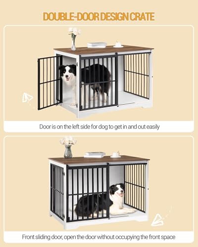 44.1" XL Dog Crate Furniture Indoor Dog Kennel with Barn Door, view 5