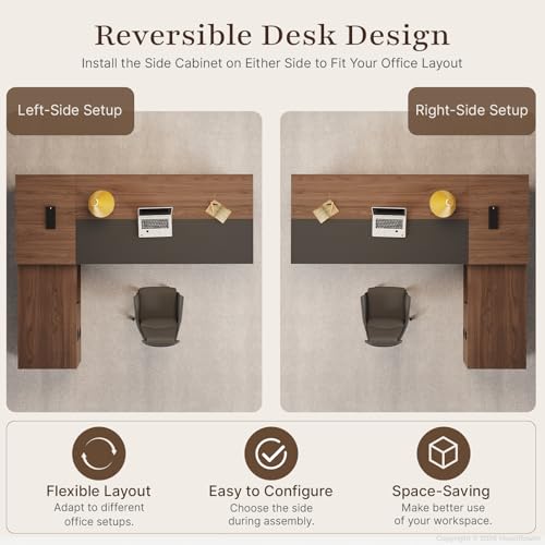 71" Reversible L-Shaped Executive Desk for Manager's Office, view 7