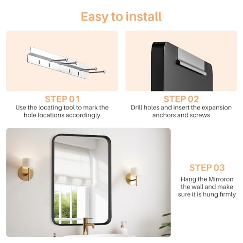 Bathroom Mirror for Wall, 30x22 Inch Rounded Rectangle Mirror, view 7