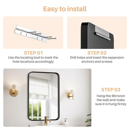 Bathroom Mirror for Wall, 30x22 Inch Rounded Rectangle Mirror, view 7