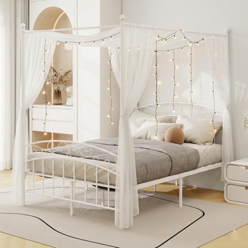 Metal Canopy Bed Frame Full Size with Headboard & Footboard, view 2