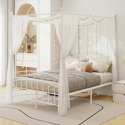 Metal Canopy Bed Frame Full Size with Headboard & Footboard, view 2