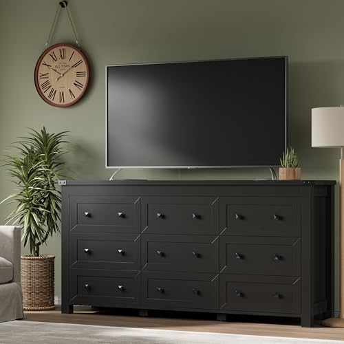 9-Drawer Dresser, Modern Wooden Storage Chest of Drawers, Dresser TV Stand, view 6