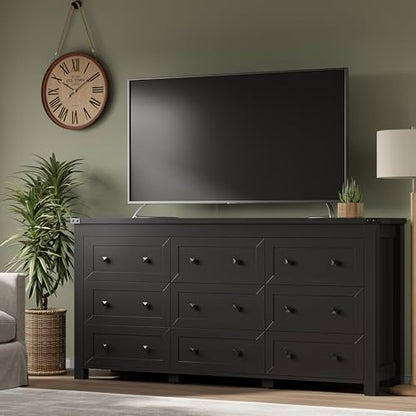 9-Drawer Dresser, Modern Wooden Storage Chest of Drawers, Dresser TV Stand, view 6