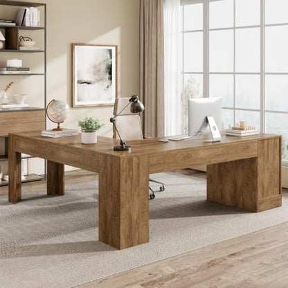83" L Shaped Desk with Drawers & Cabinet, Modern Executive Desk, view 2